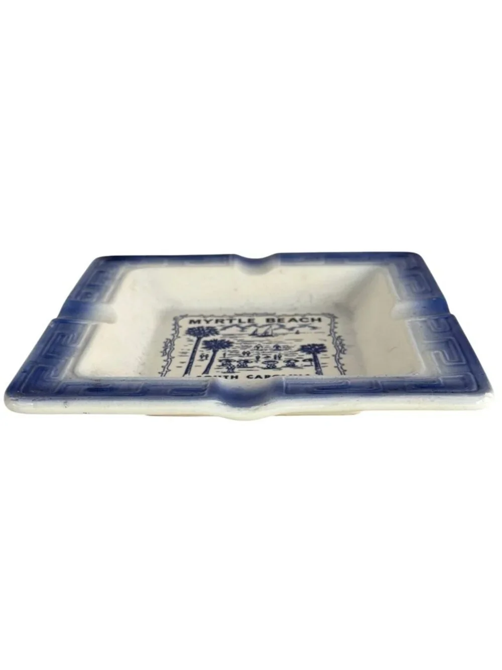 VTG Myrtle Beach‎ South Carolina Ceramic Souvenir Ashtray Cigarette Cigar Blue